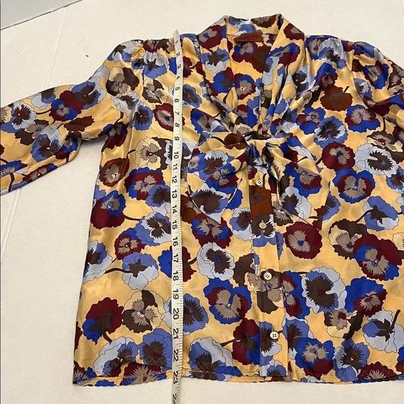 MISSONI SILK BLOUSE FLORAL BUTTON DOWN TOP SMALL